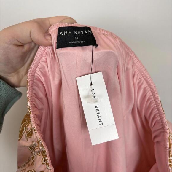 NWT Lane Bryant Pink and Brown Floral Midi Skirt Size: 14 - Picture 7 of 8